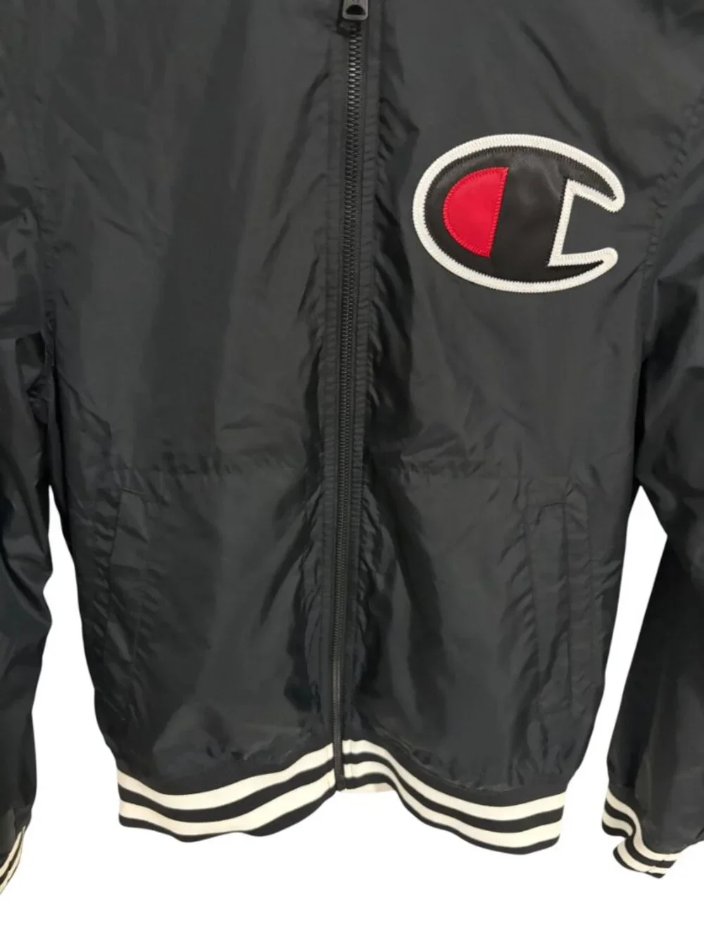 Champion Full Zip Jacket Mens Size Small Navy Blue Logos Mesch Lined